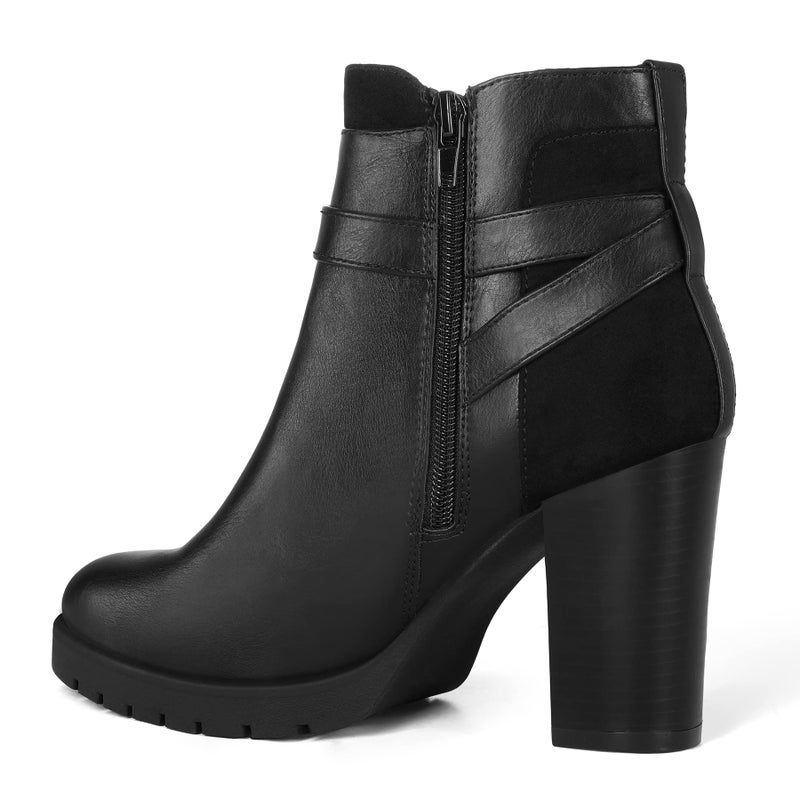 mysoft Women's Ankle Boots Chunky Stacked Heel Zipper Booties - Available in Wide Sizes - Image 5
